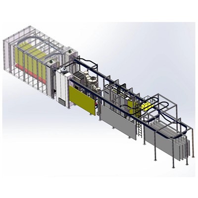 โปรไฟล์อลูมิเนียมโปรไฟล์ผงขนาดกะทัดรัดและสายการเคลือบแบบผงลูกโซ่ฟรี